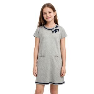 HOPE & HENRY Girls' Organic Cotton Milano Tipped Sweater Dress Gray Size XL